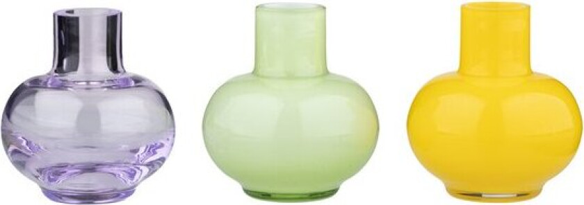 Vases vase 6 cm 3 stk grønn/sitron/amethyst