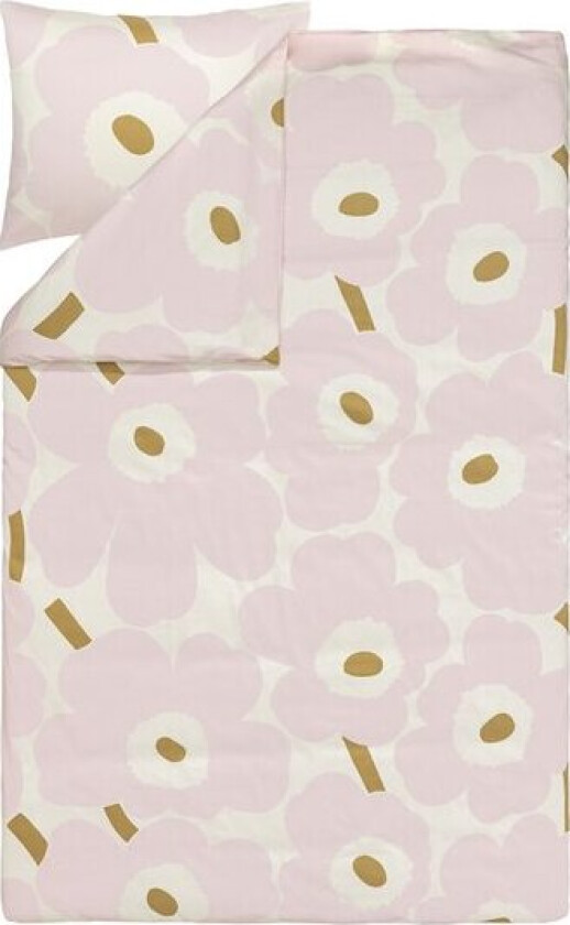 Unikko sengesett 150x210 cm hvit/rosa/beige