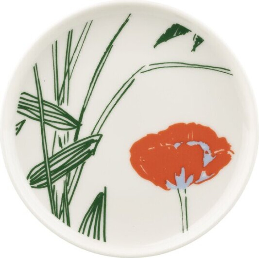 Puutarhakutsut asjett 13,5 cm hvit/grønn/oransje