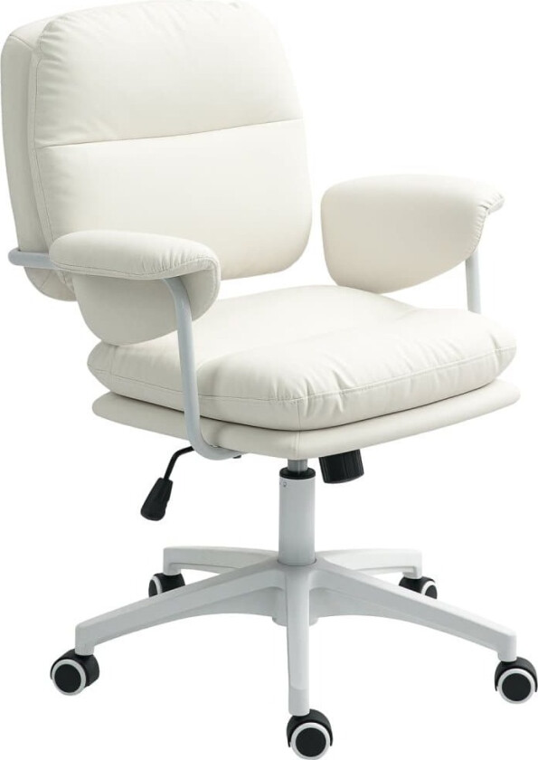 Kontorstol med vippefunksjon, polstret skrivebordsstol, høydejusterbar svingstol med fotstøtte, bæreevne opptil 120 kg, kunstskinn, for kontor, arbeid