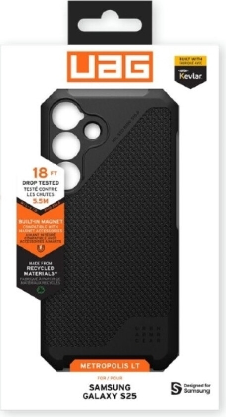 Urban Armour Gear Metropolis Lt, Deksel, Samsung, Galaxy S25, 15,8 Cm (6,2"), Sort