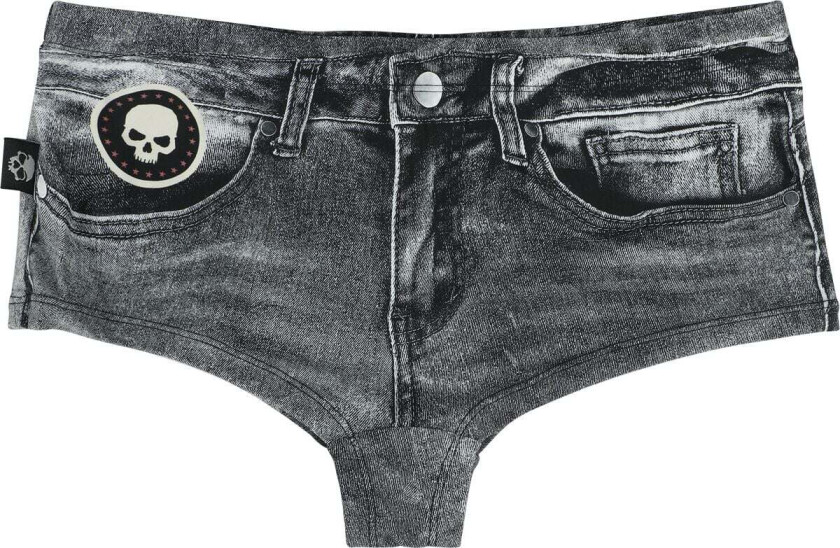 Bikinitruse - Denim Look Bikini Underdel - M til XXL - Damer - mørkegrå