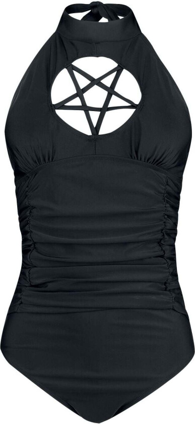 Goth Badedrakt - Gothicana Swimsuit with Pentagram Detail - S til XXL - Damer - svart