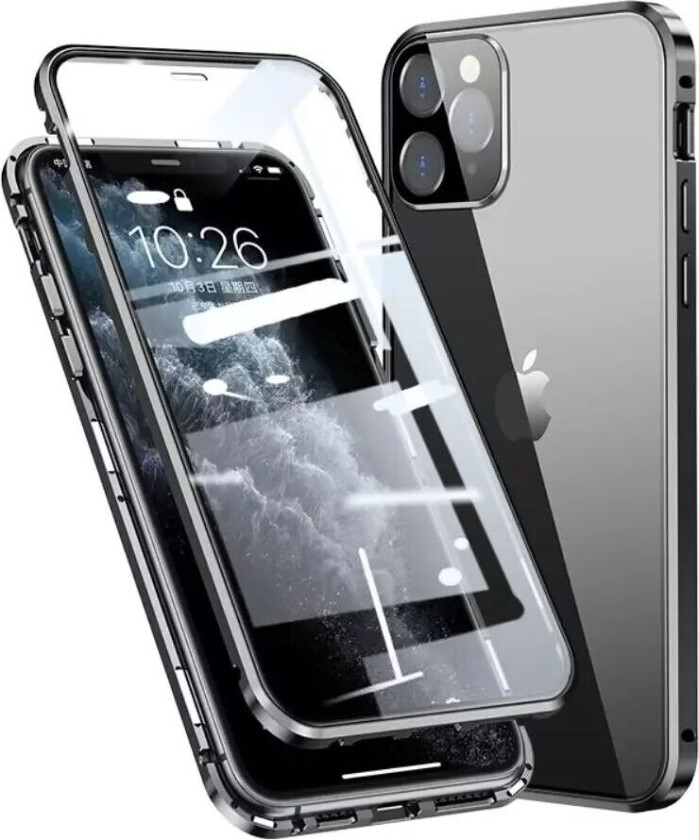 iPhone 11 Pro Max 360 graders magnetisk deksel med glass bak og front - svart
