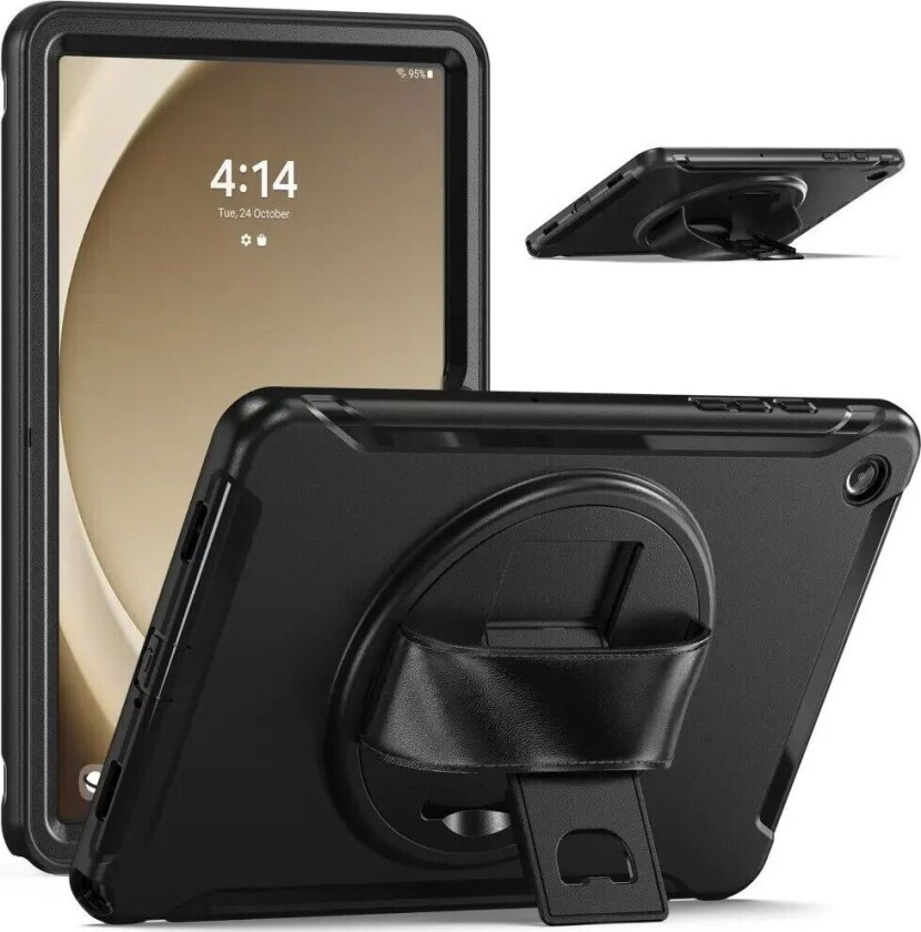 Samsung Galaxy Tab A9+ (Plus) Håndverker Deksel m. Håndholder & Kickstand - Svart