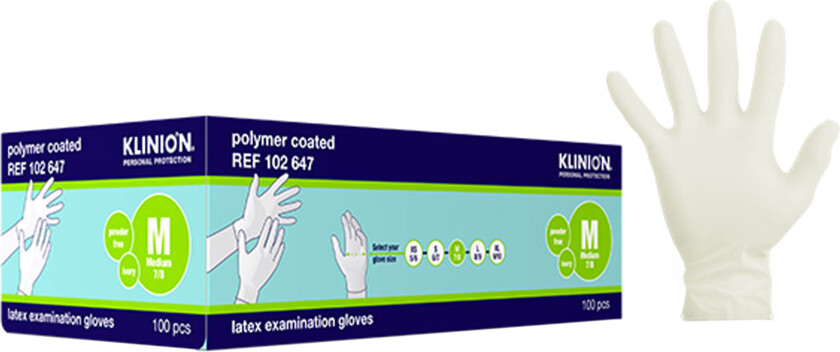 Bilde av Hanske latex kort, Medium, pudderfri, 100 stk,