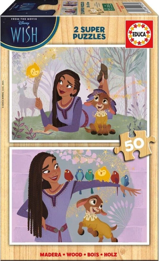 - 2 x 50 pcs. Wooden Puzzle - Disney Wish (80-19739)