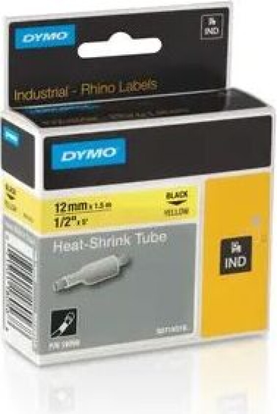 Dymo Tape Rhinopro Krympeslange 12mm Svart/gul