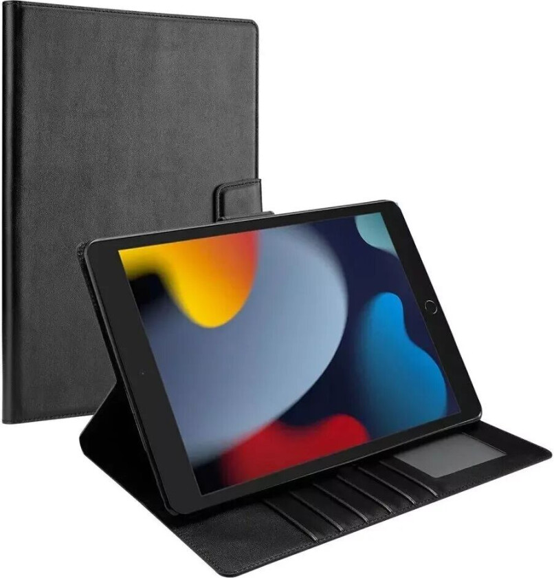 iPad 10.2" (2021 / 2020 / 2019) / Air (2019) / Pro 10.5" Flip Deksel i Kunstskinn med Kortholder og Stativ - Svart