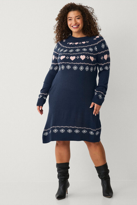 Julekjole mHoliday L/S Abk Dress - Blå