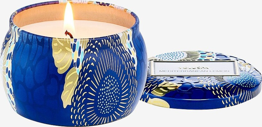 Mediterranean Lemon Mini Tin Candle 25H - Blå