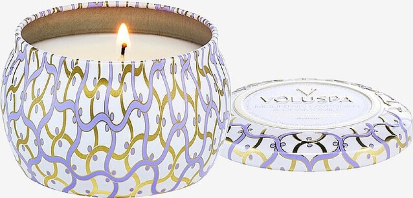 Mountain Lavender & Chamomile Mini Tin Candle 25H - Hvit