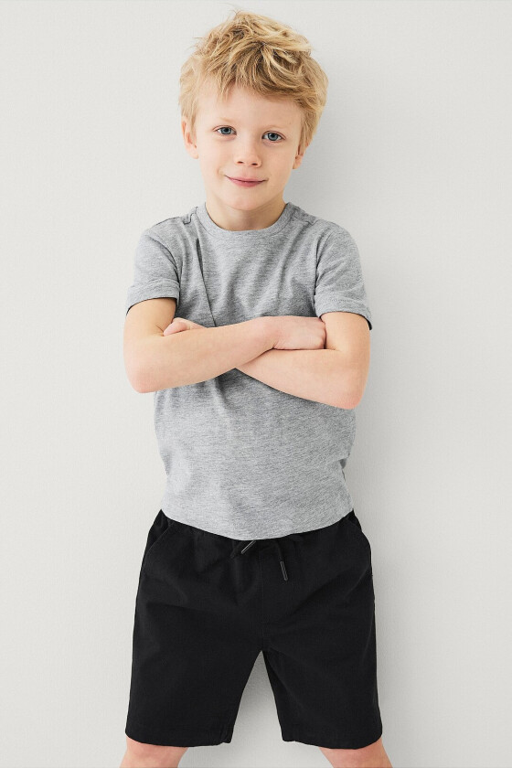 Shorts i bomullstwill - Svart