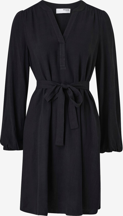 Kjole slfViva LS Short V-neck Dress - Svart