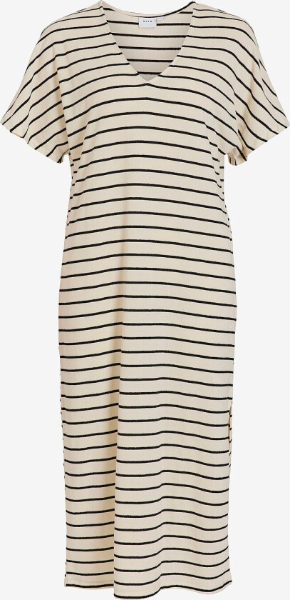 Kjole viAlo Rev. V-neck S/S Dress - Beige