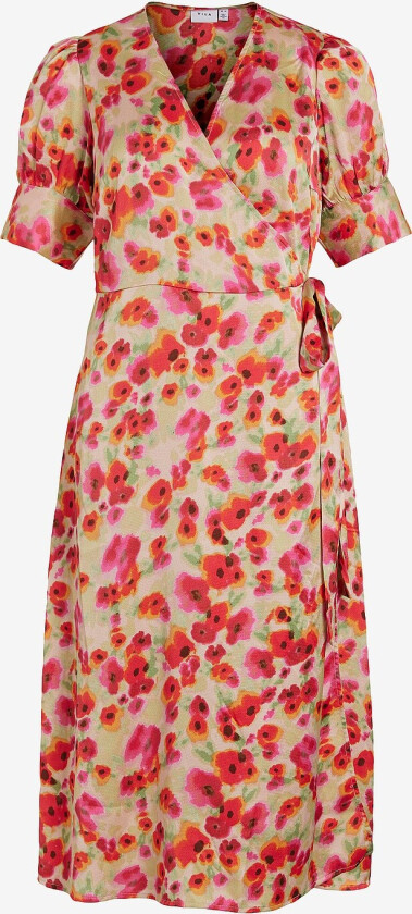 Omslagskjole viNaria S/S Wrap Midi Dress - Rød