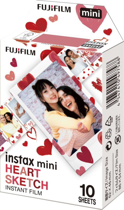 Instax Mini Heart Sketch instant film (10-pakning)