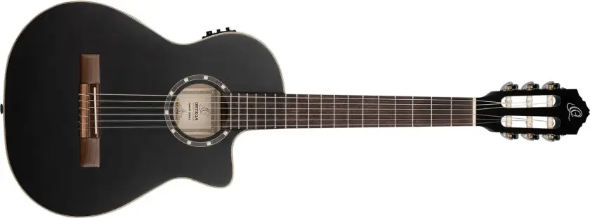 Ortega RCE125SBK-3/4 Klassisk gitar 4/4 Size, med mik, Thin, Slim Neck