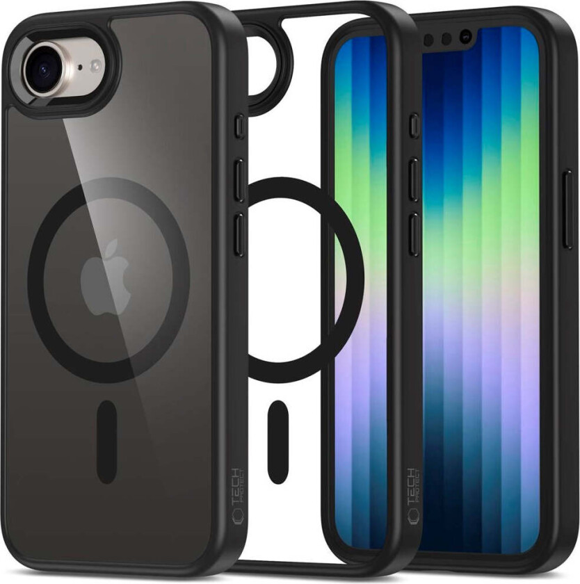 iPhone 16e Tech-Protect Magmat Deksel - MagSafe Kompatibel - Gjennomsiktig / Svart