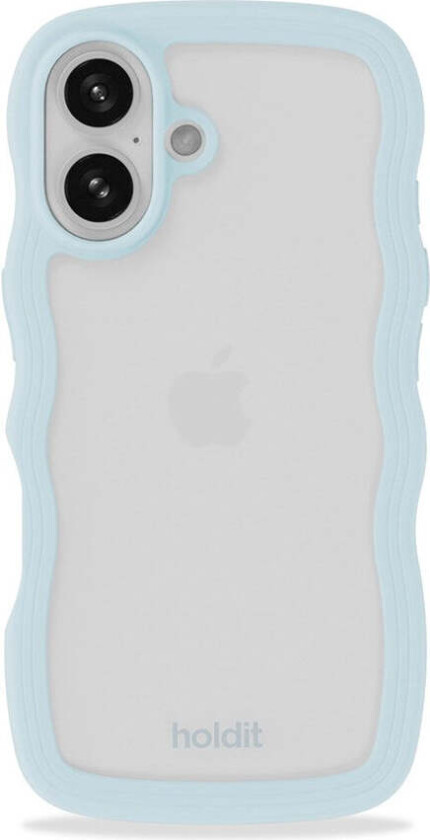 iPhone 16 Wavy Deksel - Blue / Transparent