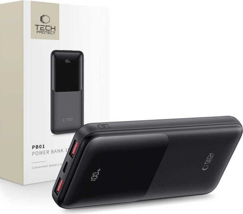 Powerbank 10000mAh – Rask lading med 22.5W - Svart