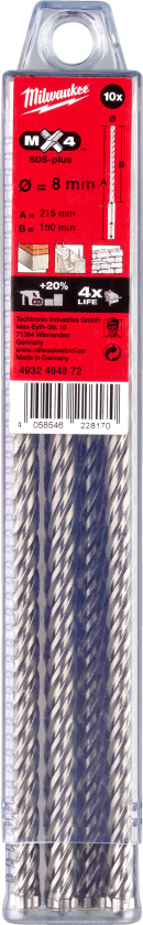 Hammerbor SDS+ MX4 8,0Ã215mm pk/10