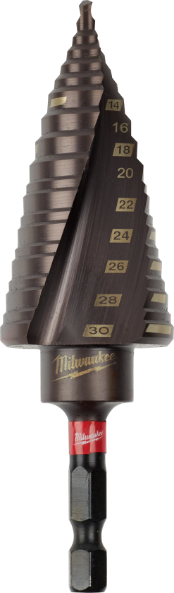 Trinbor TiAlN med 1/4" 6kt skaft, 4-30mm, 12 trin