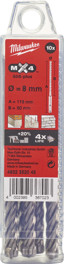 Hammerbor SDS+ MX4 8,0Ã115mm pk/10