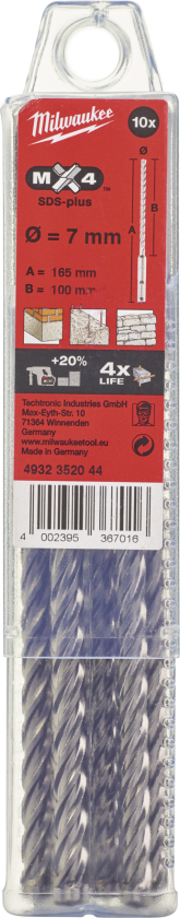 Hammerbor SDS+ MX4 7,0Ã165mm pk/10