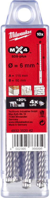 Hammerbor SDS+ MX4 6,0Ã115mm pk/10