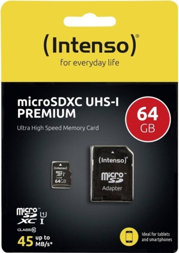 Premium - Flashminnekort (Microsdxc Til Sd-Adapter Inkludert) - 64 Gb - Uhs Class 1 / Class10 - Microsdxc Uhs-I