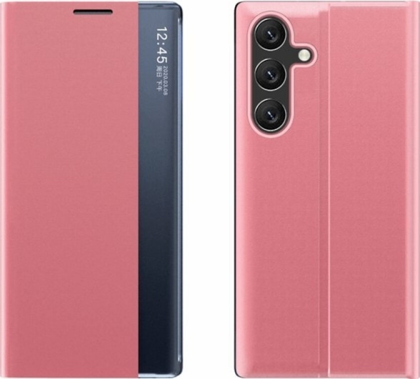 Nytt Sleep Case-Deksel Til Samsung Galaxy S25, Deksel Med Klaff Og Stativ - Rosa