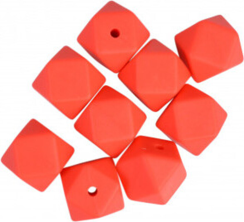 Perler Geometriske Silikon Rød 14mm - 10 stk