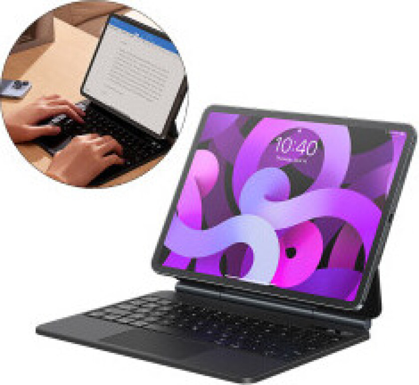 3-i-1 tastatur med magnetdeksel og stativ for iPad Pro 11 iPad Air 4-5 iPad 10 grå