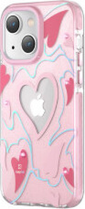 iPhone 14 Plus Heart Star Series PINK HEART-deksel med stjerner