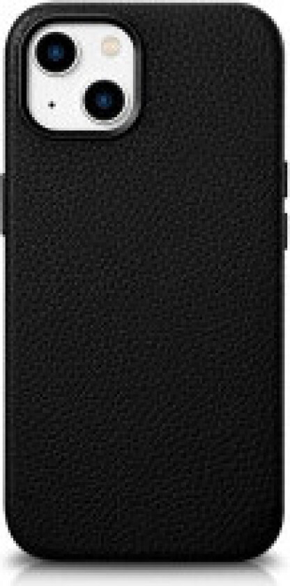 iPhone 14 magnetisk skinnveske med MagSafe Litchi Premium Leather Case svart