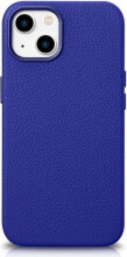 iPhone 14 magnetisk skinnveske med MagSafe Litchi Premium Leather Case marineblått