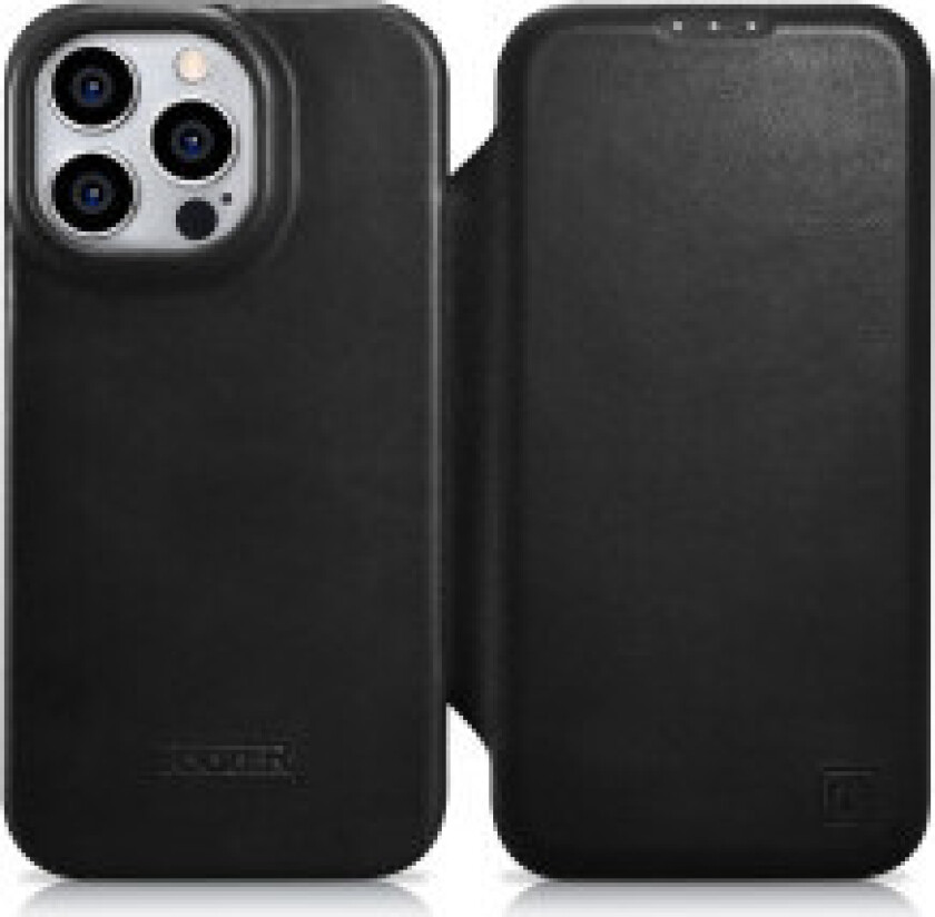 iPhone 14 Pro Magnetic Flip Case MagSafe CE Oil Wax Premium Leather black