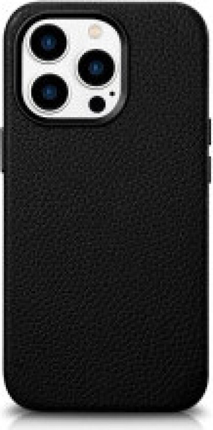 iPhone 14 Pro Max magnetisk skinnveske med MagSafe Litchi Premium Leather Case svart