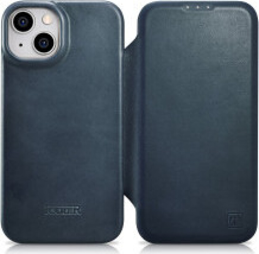 iPhone 14 magnetisk flip-deksel MagSafe CE Oil Wax Premium Leather blå