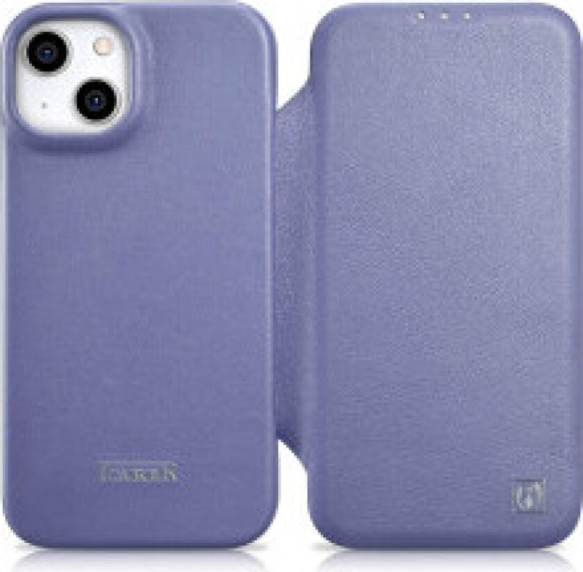 iPhone 14 magnetisk flip-deksel MagSafe CE Premium Leather lys lilla