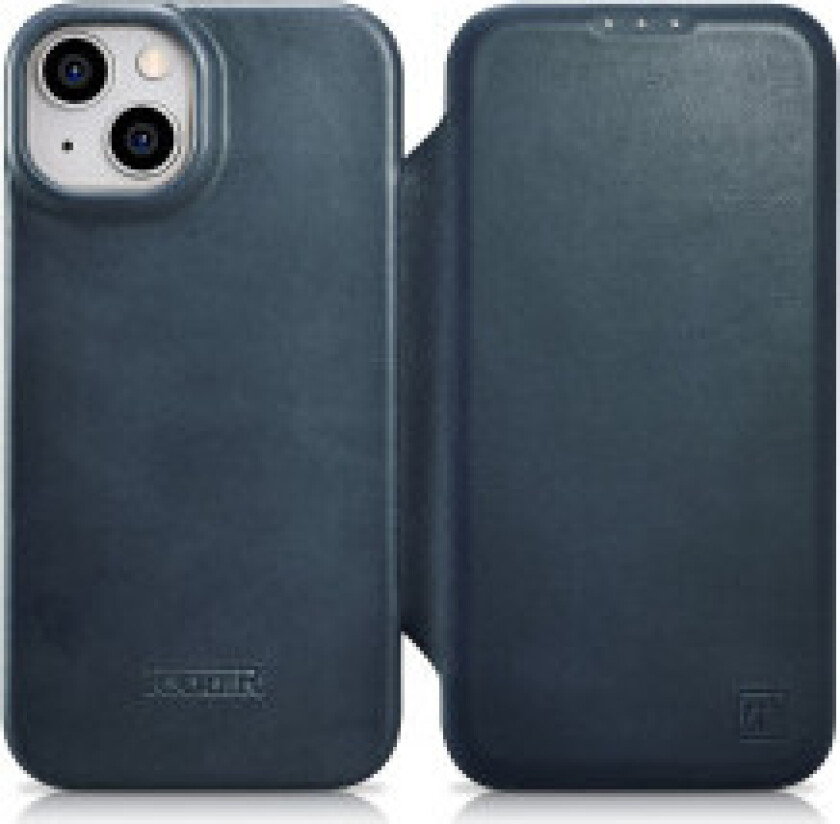 iPhone 14 Plus magnetisk flip-deksel MagSafe CE Oil Wax Premium Leather marineblå