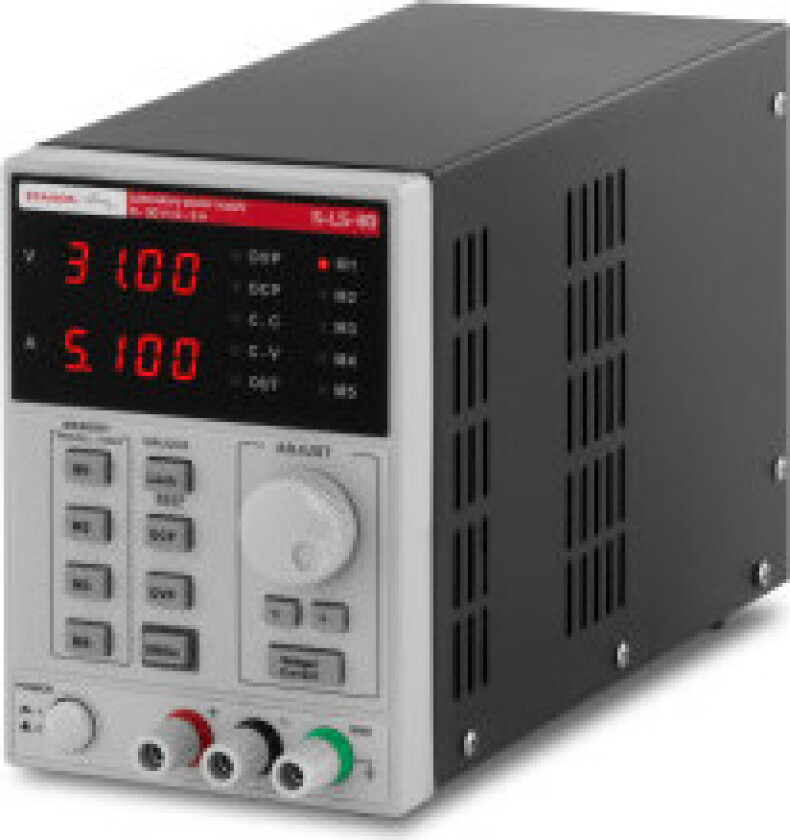 Laboratoriestrømforsyning med minnefunksjon 0-30VDC 0-5A S-LS-30