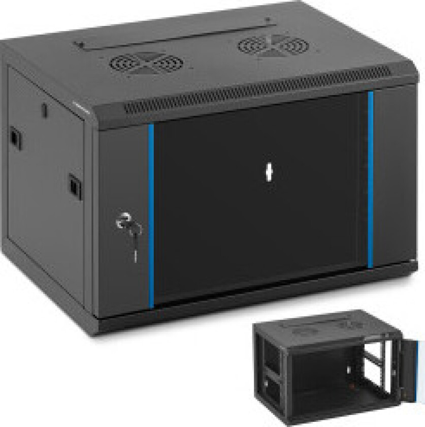 Hengende installasjonsserver RACK skap 19'' 6U IP20 opp til 60 kg 54x40x35 cm SVART