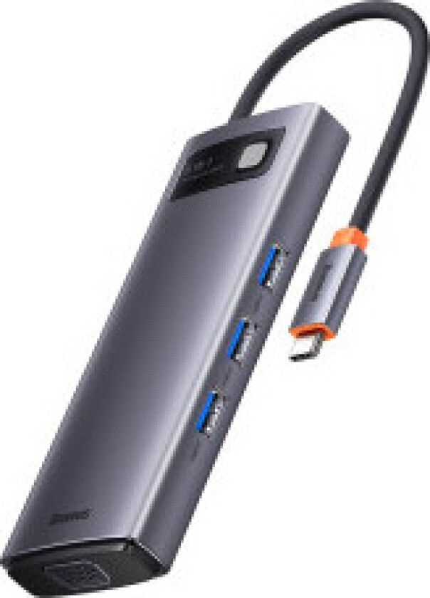 Metal Gleam Series dockingstasjon HUB 6in1 USB-C HDMI 3xUSB 3.2 Strømforsyning VGA grå
