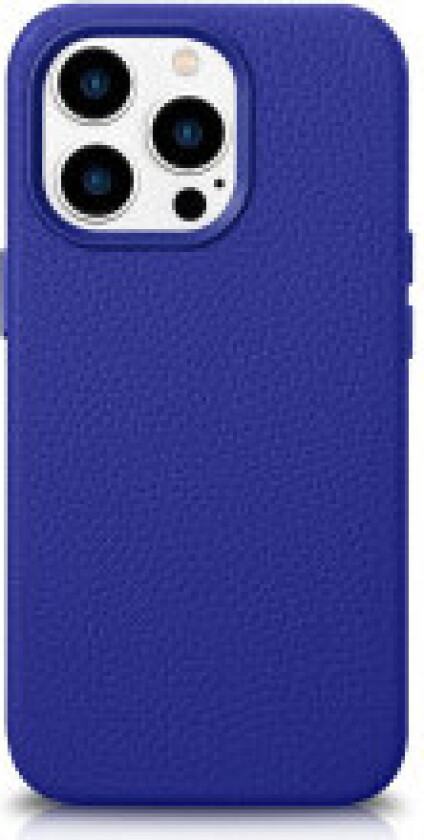 iPhone 14 Pro Max magnetisk skinnveske med MagSafe Litchi Premium Leather Case marineblått