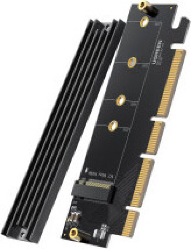 PCIe 4.0 x16 til M.2 NVMe M-Key adapter utvidelseskort svart
