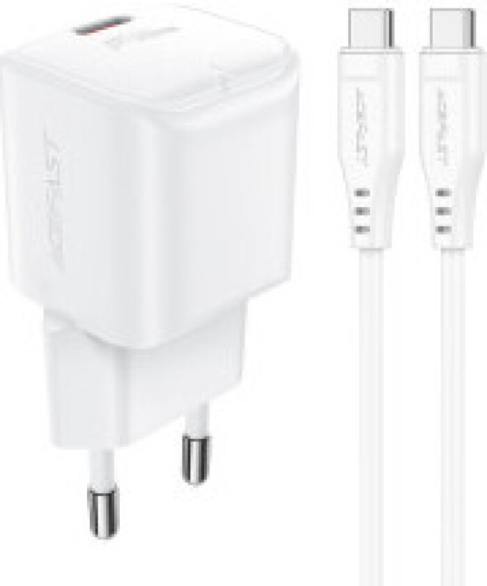 Mini PD 20W GaN lader + USB-C kabel, hvit