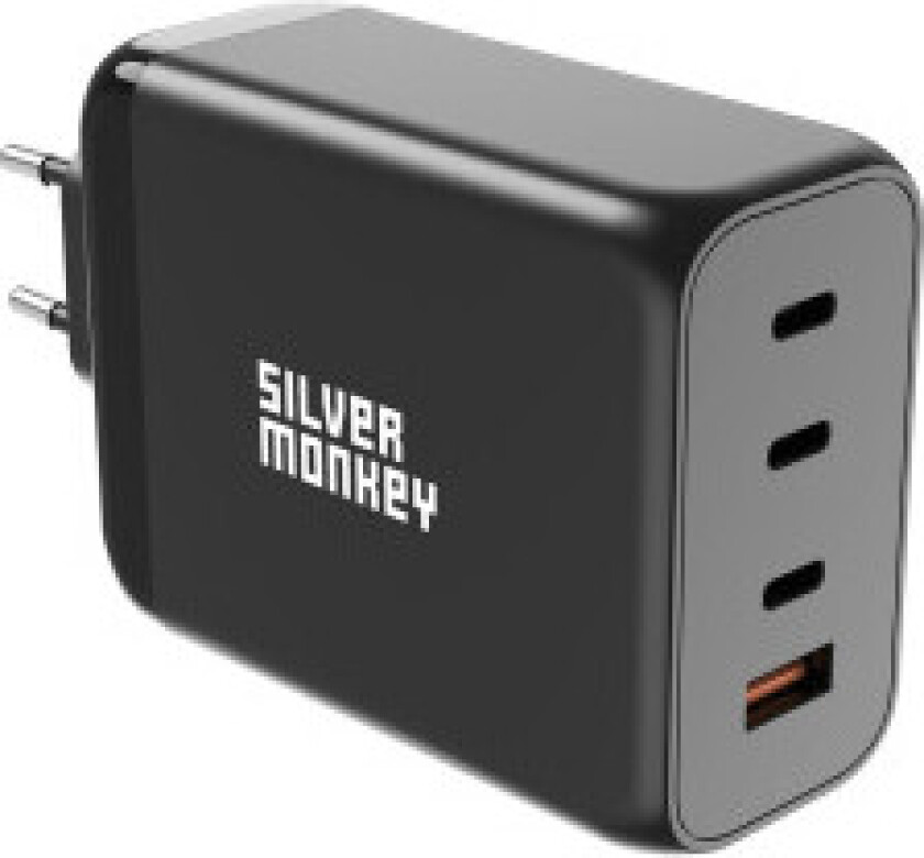 Kraftig GaN-lader 200W 3xUSB-C PD USB-A QC 3.0 svart