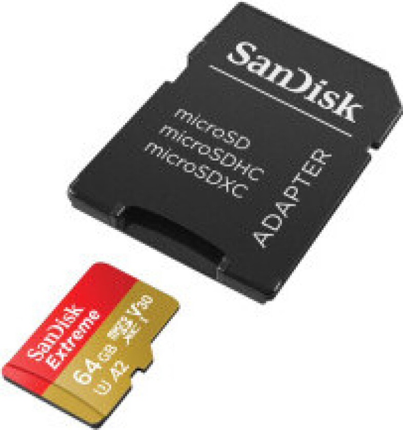 SanDisk Extreme microSDXC - Minnekort 64 GB A2 V30 UHS-I U3 170/80 MB/s med adapter